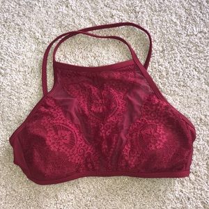 Maroon halter top swim suit